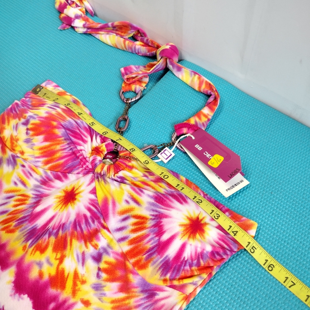 NWT BB Jeans Halter Neck Padded Top Fitted Multicolor Size L - Picture 6 of 9